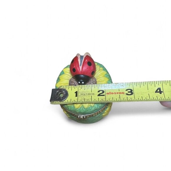 VTG Ladybug Sunflower Trinket Box Small Whimsical Cottagecore - Picture 7 of 8